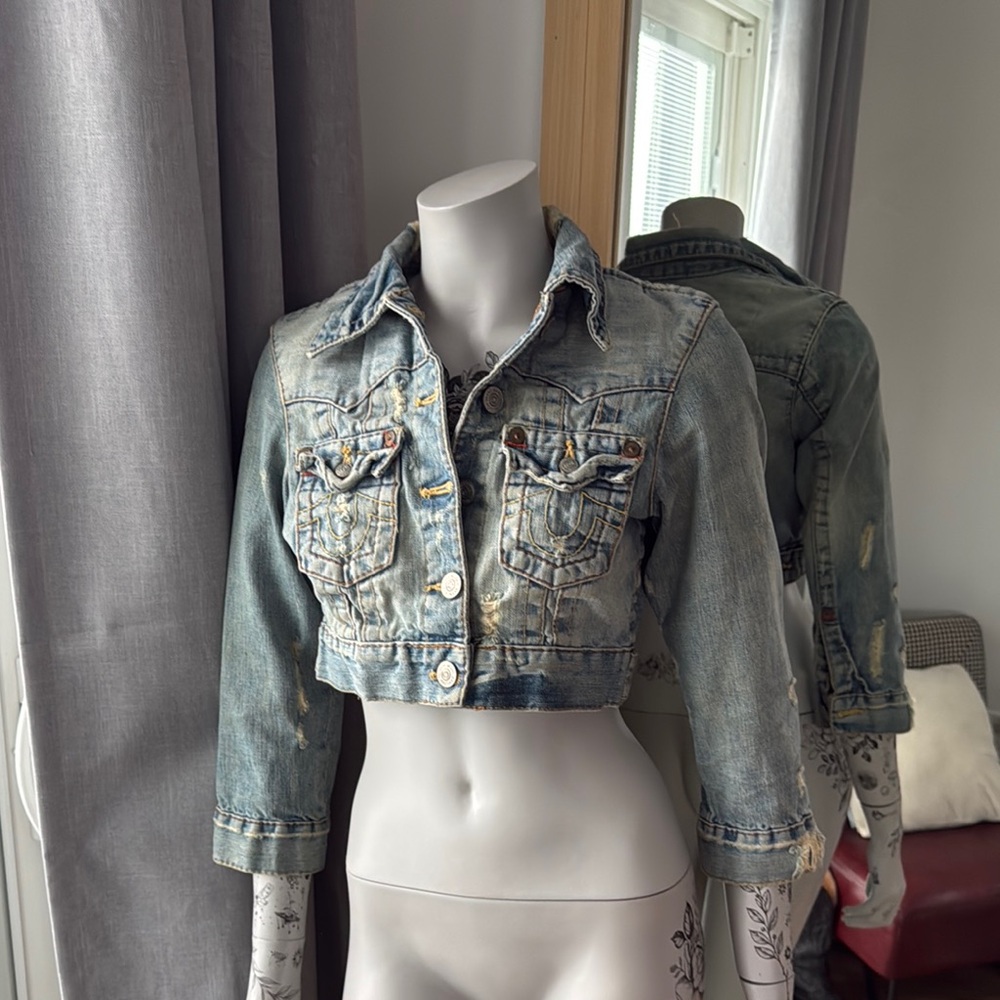 True Religion Blue Jean Jacket Denim Crop